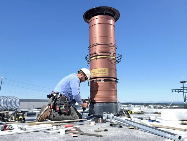 Installed chimney liner by Maynard Chimney Sweep in Maynard, MA