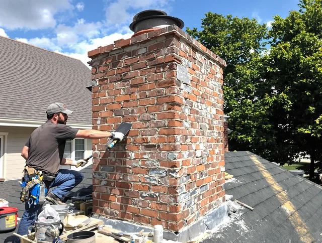 Completed chimney rebuild by Maynard Chimney Sweep in Maynard, MA