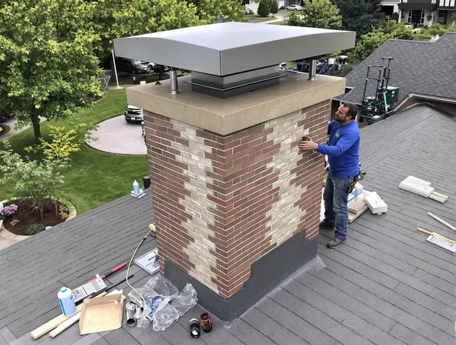Maynard Chimney Sweep team working on a custom chimney remodel in Maynard, MA