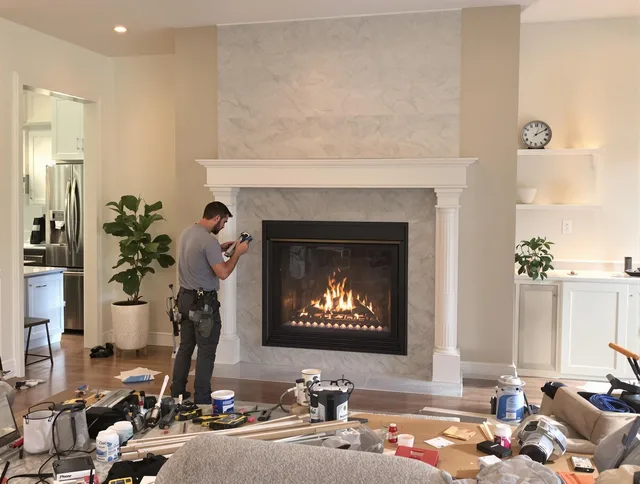 Newly installed fireplace by Maynard Chimney Sweep in Maynard, MA